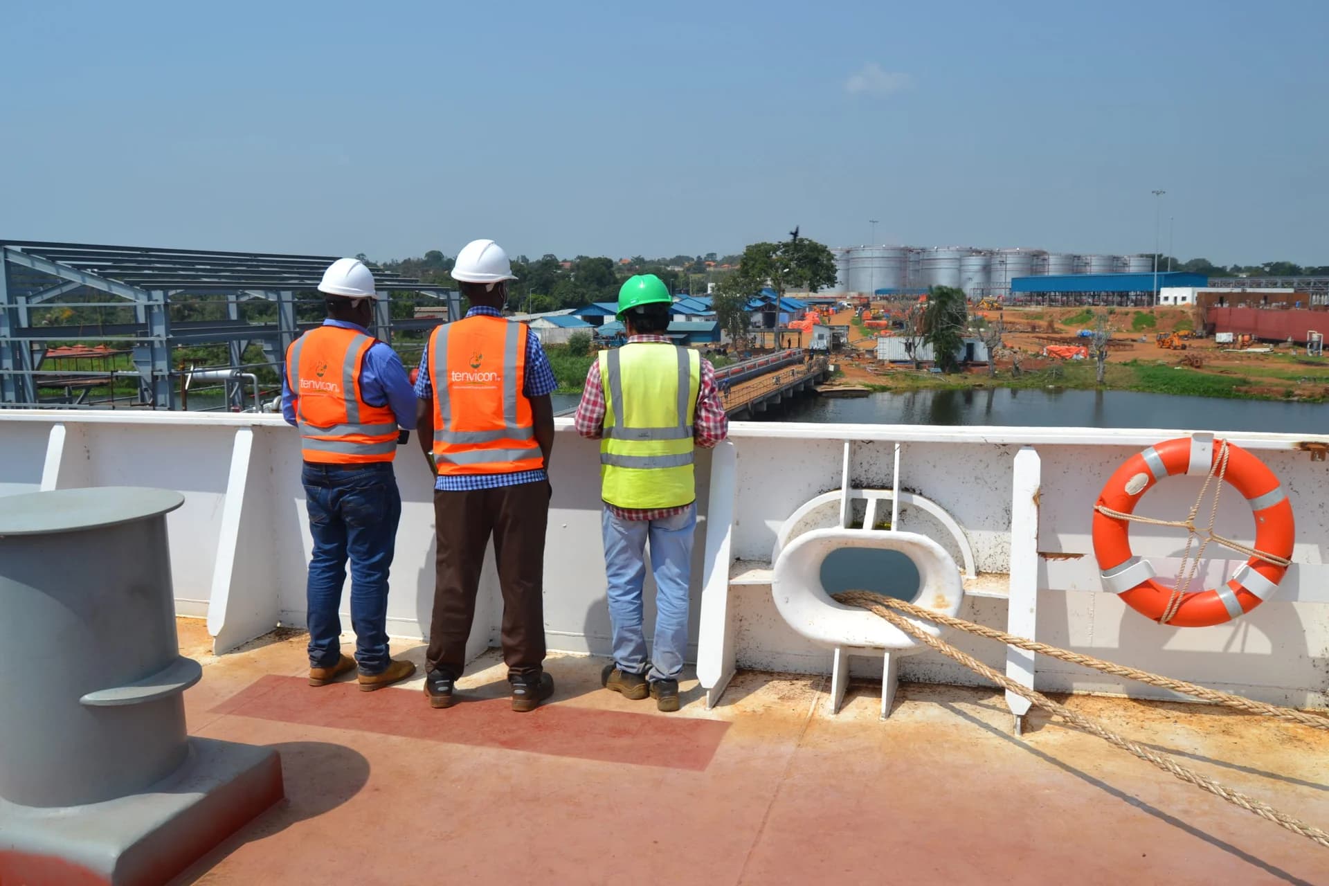 Tenvicon engineers on site at an industrial port facility